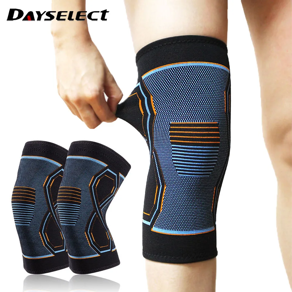 Knee Pads Four-Sided Knitted High Elasticity Double Silicone Anti-Slip Muscle Strain Protection Knee Strong Support Men Women