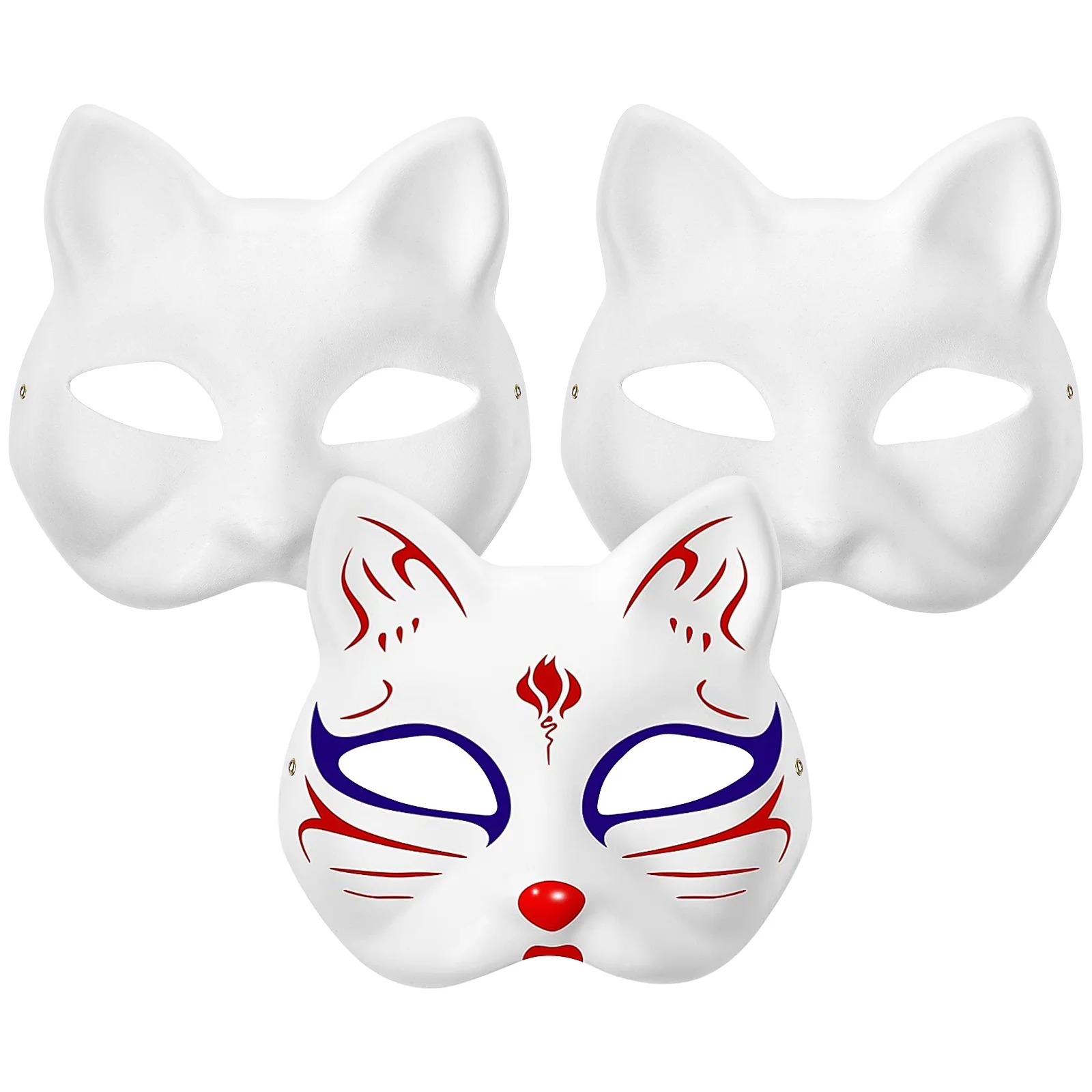 3 Stück die fehlende Oberfläche Maske Masken leer Halloween Cosplay Party weiße Katze Einweg Aufkleber Kleinkind