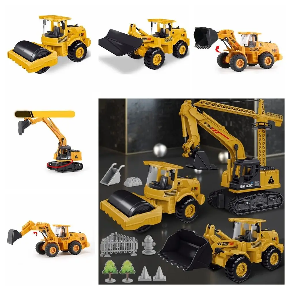 Diecast veículo plástico cidade construção escavadeira modelos guindaste inercial deslizando engenharia inércia carro caminhão basculante presentes