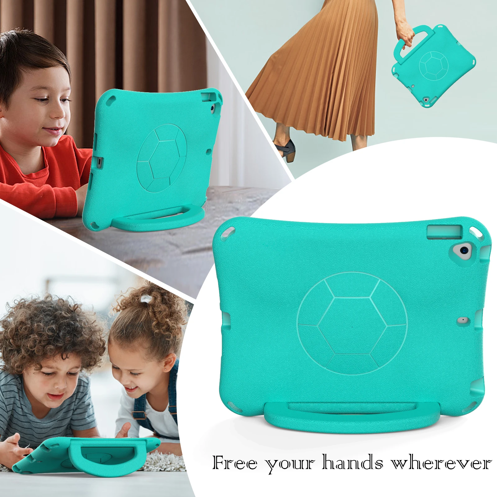 For IPad 10th 2022 Air 4 5 10.9 10.2 7th 8th 9th Pro 11 10.5 9.7 2017 2021 2018 Mini 4 5 Case Kids EVA Tablet Football Cover