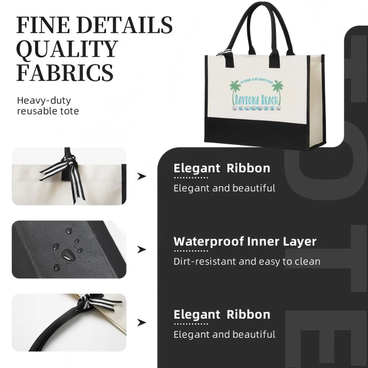 أنا ذاهب إلى بلدي السعيد DAYTONA BEA، 2026 وصول جديد أزياء عملية واسعة قابلة لإعادة الاستخدام حمل حقيبة نمط طباعة 2 لهجة He