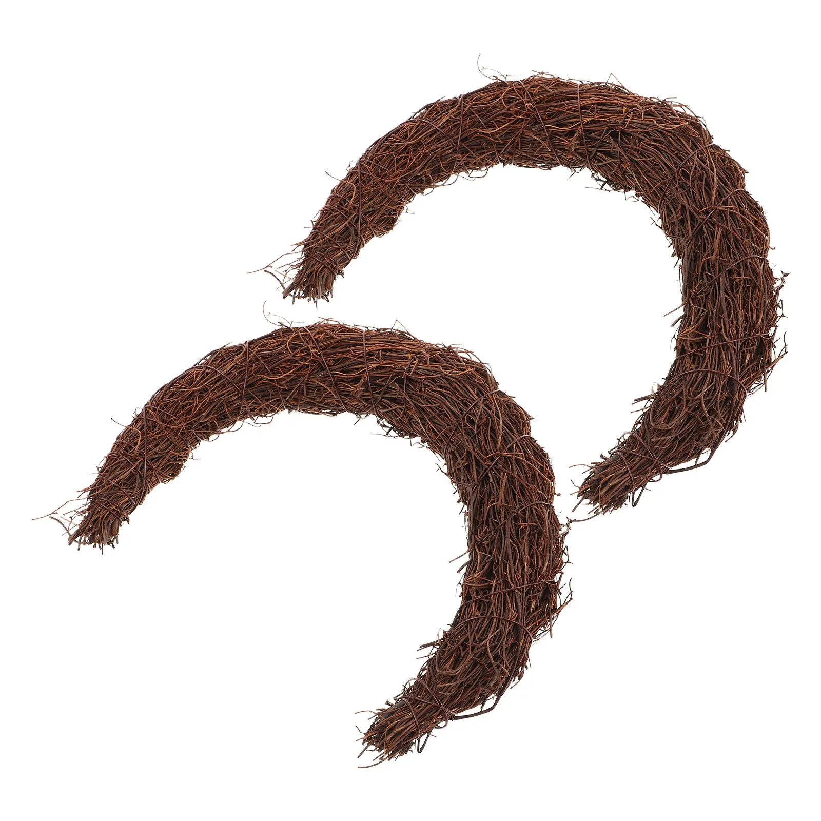 2Pcs Moon Wreath Rattan Grapevine Twig Frame Rustic DIY Floral Garland Front Door Wall Hanging Decoration Vine Wreath