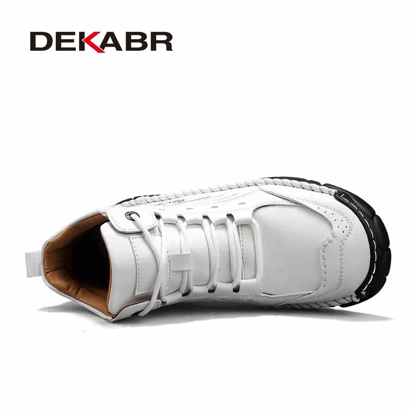 DEKABR Four Seasons Men Mid Height Microfiber Footwear Hand Stitched Thick Rubber Base Outdoor Daily Footwear