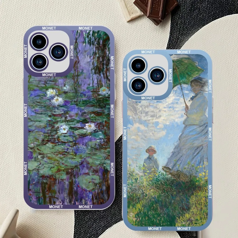 Art Aesthetics Claude Monet Painting Phone Case For Samsung A73 A72 A71 A70 A32 A51 Transparent Border Shell