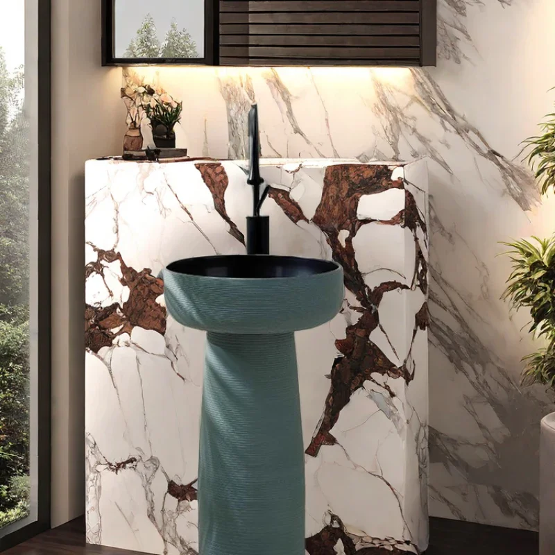 

Small apartment column basin villa garden outdoor balcony bathroom column type sink