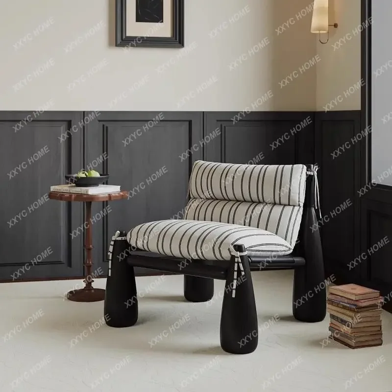 JSolid wood antique creative fabric single leisure chair homestay atmosphere baseball sofa chair
