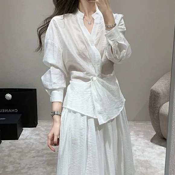 

Women's Spring Summer Irregular Waist Shirt High Grade Temperament Top
