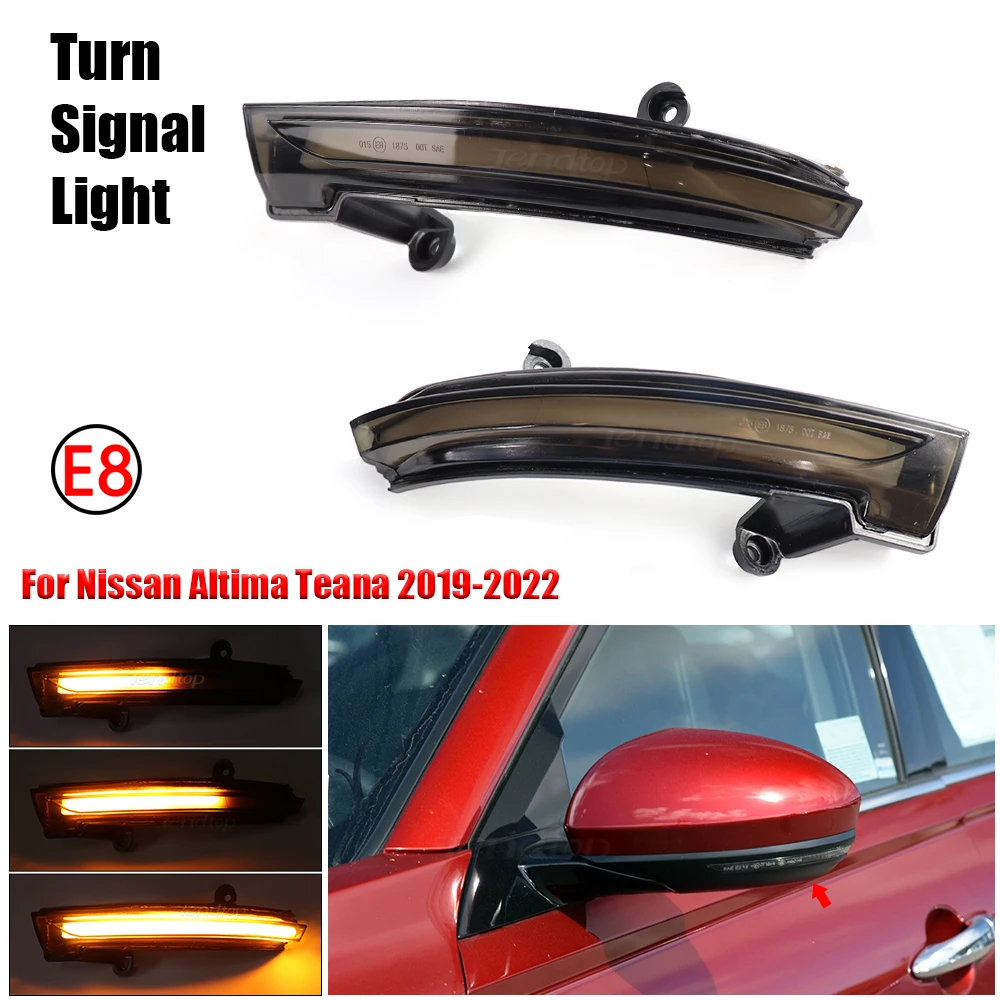 2pcs For Nissan Altima Teana 2019 2020 2021 2022 LED Side Wing Dynamic Turn Signal Light Rearview Mirror Indicator