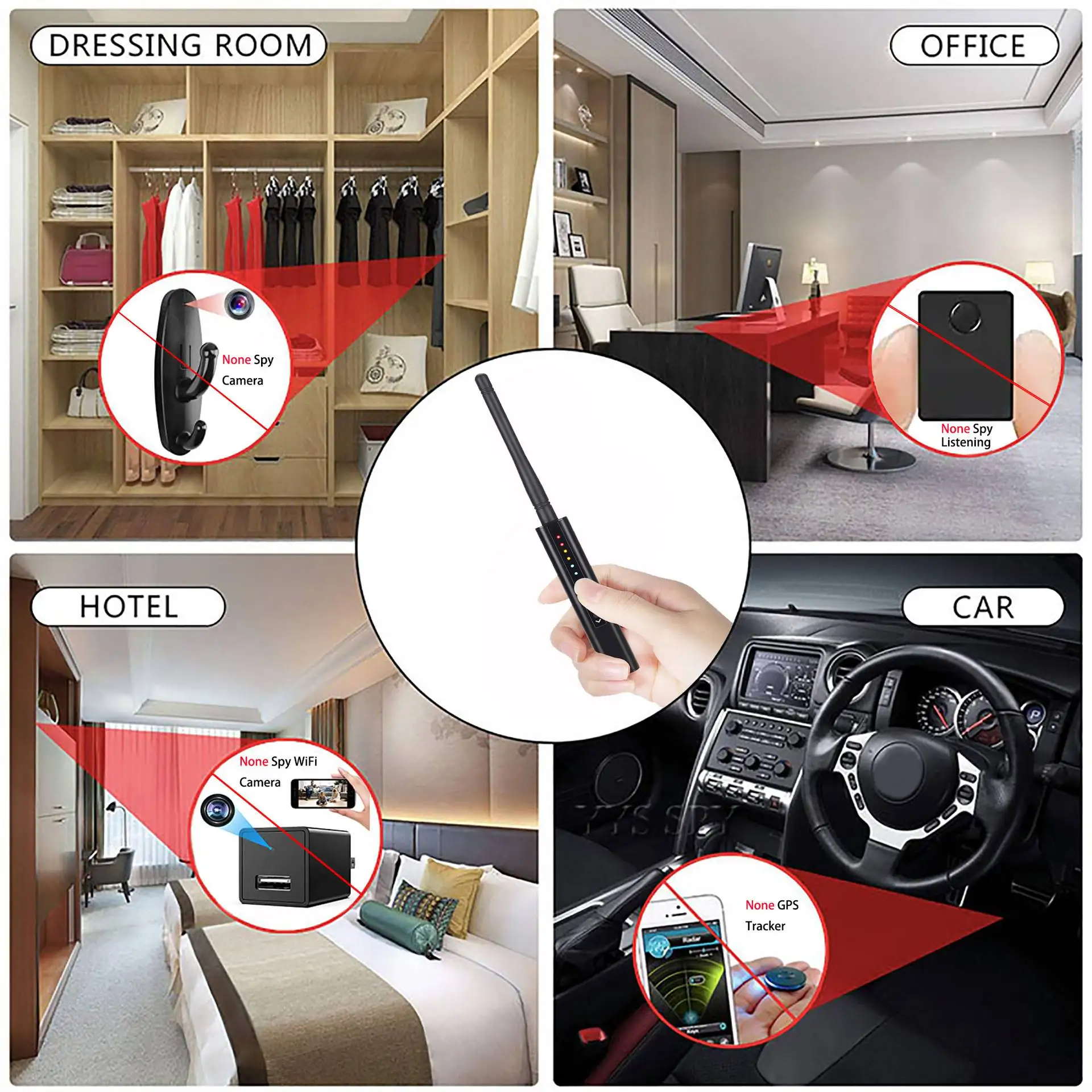 G728 كاشف مكافحة صريحة علة كاميرا تجسس GSM الاستماع مكتشف GPS إشارة عدسة الصوت RF محدد المقتفي يكتشف الماسح الضوئي اللاسلكي