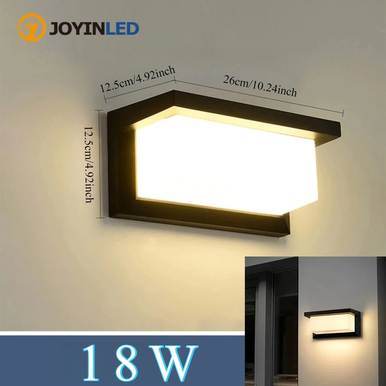 

Светодиодный уличный светильник JOYINLED с датчиком движения, водонепроницаемый IP65, 18 Вт, настенный уличный фонарь, садовый светильник