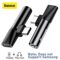 Baseus L41 Tipo-C a Jack da 3,5 mm Cavo audio Adattatore splitter per auricolari per Xiaomi Huawei Caricatore USB C Adattatori connettori Aux