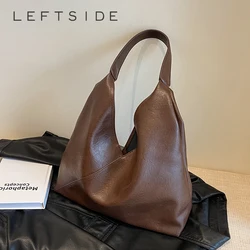 LEFTSIDE 패션 디자인 가죽 숄더백 여성용, 2023 트렌드, 심플한 큰 겨드랑이 호보백, 핸드백 및 지갑