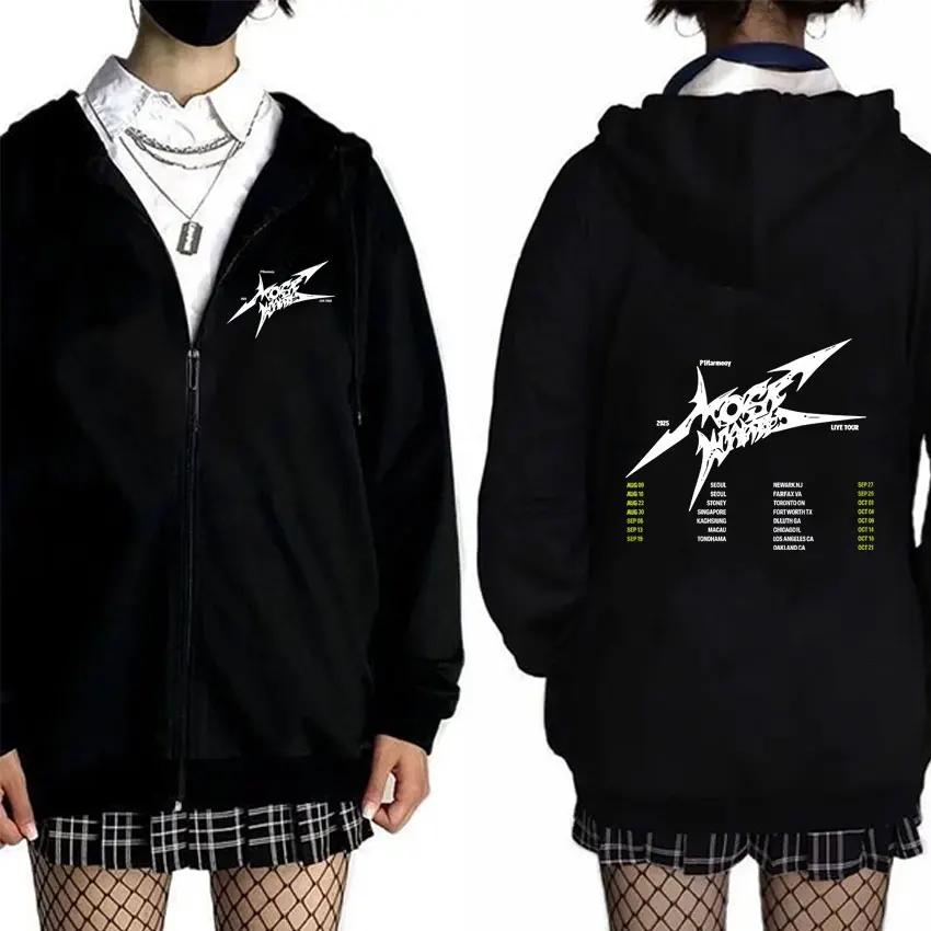 

Korean P1Harmony Live Tour 2025 Zipper Hoodie Men Women Kpop Fashion Trend Zip Up Jacket Coat Unisex Casual Oversized Hoodies