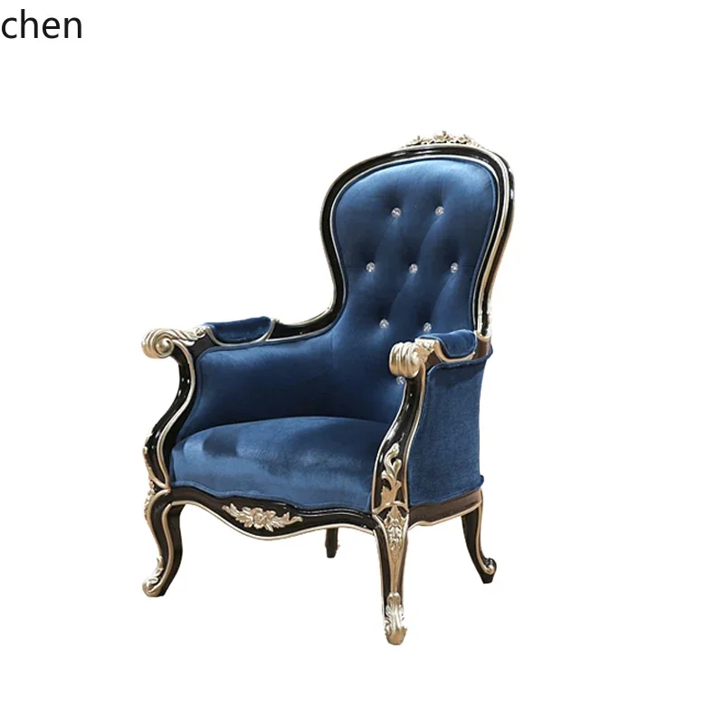 all-solid wood sofa chair combination, neoclassical luxury, living room single seat reception chair