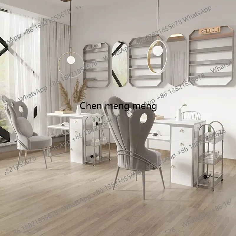 

CC182 Italian Minimalist Nails Table Nordic High-end Double Multifunctional Manicure Table Chair Set Luxury Salon Furniture Mesa