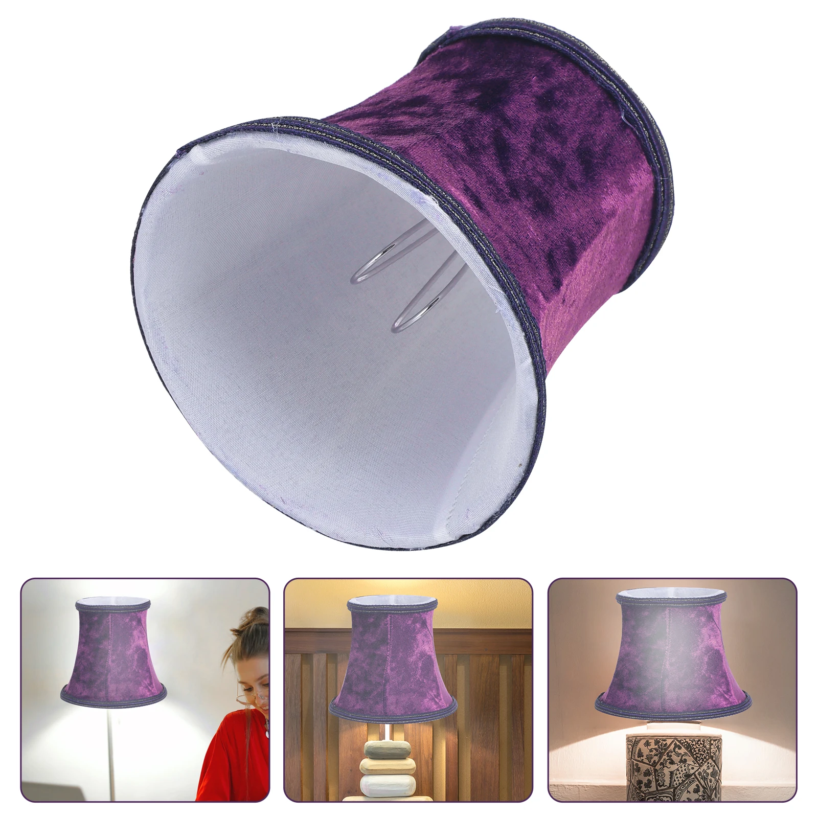 

Purple Lamp Shade Fabric Small Desk Decor Modern Table Shape Vintage Home Use Stylish Cover Cloth Light Protector Dustproof