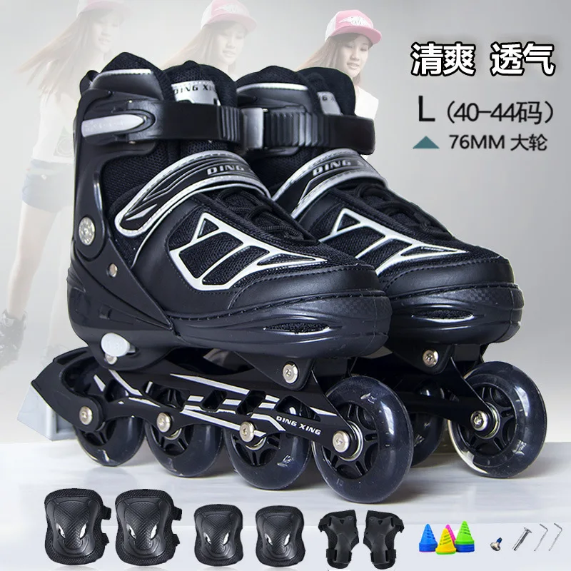 Adult the Skating Shoes Student Flash Adjustable Roller Skates PU Foam Wheel Men and Women