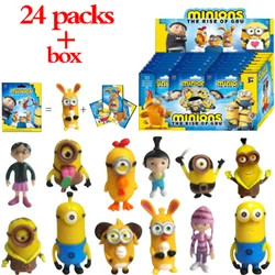 Anime 2-24pcs minions Blind Box figures Box game Doll Figure PVC model Toys desktop Decorative Kids birthday Christmas Gifts