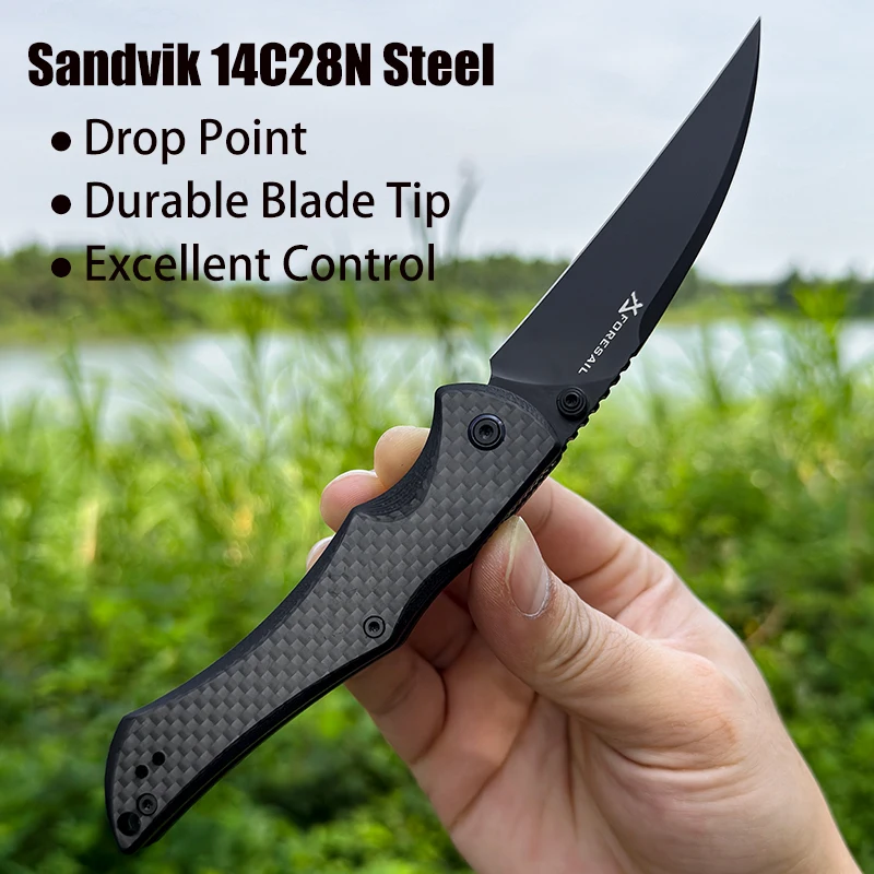 VNLA 14C28N Steel Sharp Folding Knife Outdoor Camping Hunting Cutting Survival Hiking Fishing Portable Pocket Clip EDC ToolKnife
