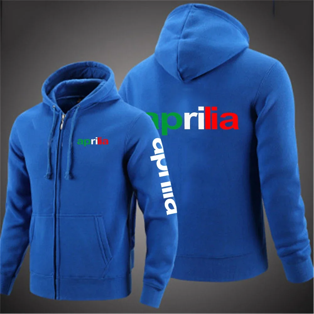 Aprilia jaket hoodie sepeda motor, atasan kardigan kustom ritsleting pakaian cetak mode kasual musim semi musim gugur 2024