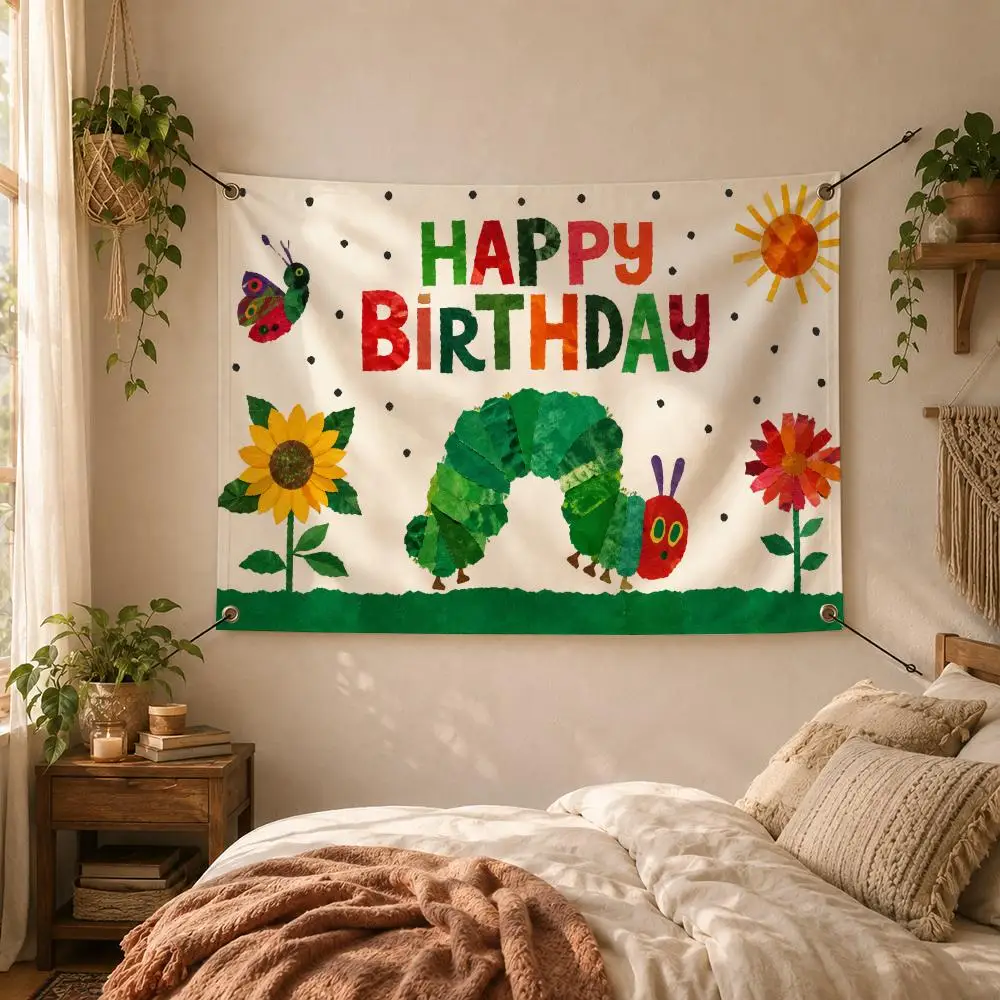 Book Kids The Very Hungry Caterpillar Flags Decorative Flag Banner for Outdoor Garden Yard Camping Party Home Wall Hanging Decor