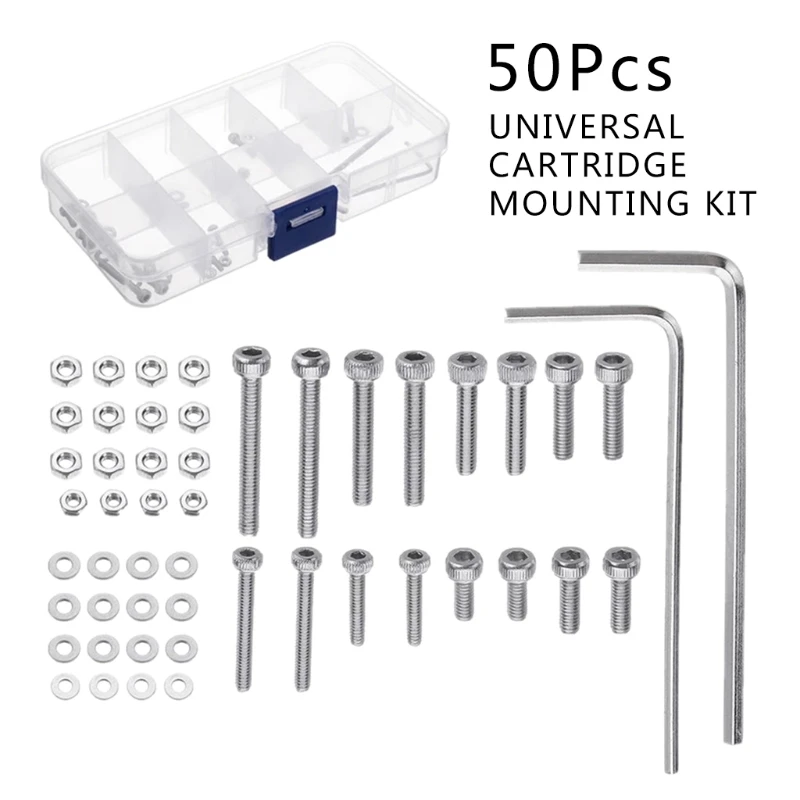 50 cái/bộ Bộ dụng cụ gắn hộp mực có bàn xoay đa năng bằng thép không gỉ