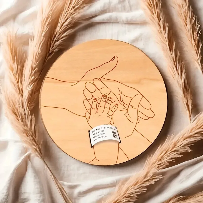 New Style Wooden Baby Birth Bracelets, Wood Chip Commemorative Plates & Newborn Wooden Logo Display Bracelets