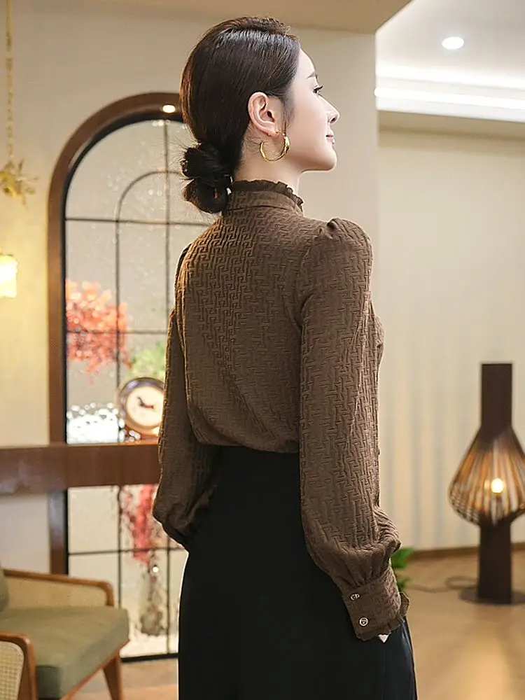 الراقية القمصان الأوروبية العصرية الجديدة النمط الصيني الملابس النسائية ضئيلة وفريدة من نوعها الكتف الأعلى