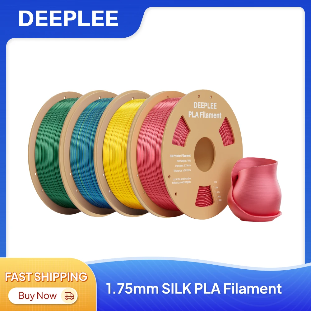 

Нить DEEPLEE Silk PLA 1 кг 1,75 мм, нить для 3D-принтера 1 кг PLA Silk Gold Подходит для большинства 3D-принтеров FDM