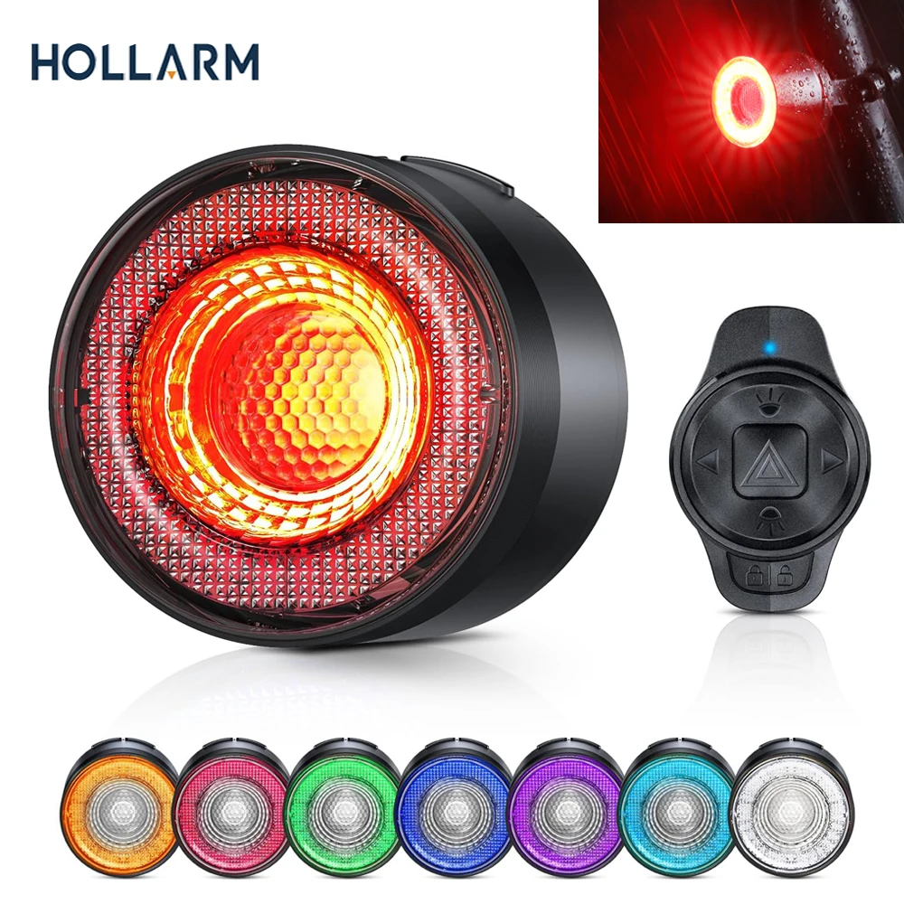 Hollarm Colorful Bicycle Smart Brake Tail Light with Turn Signals MTB Road Bike Auto Brake Sensing Light Waterproof LED RearLamp