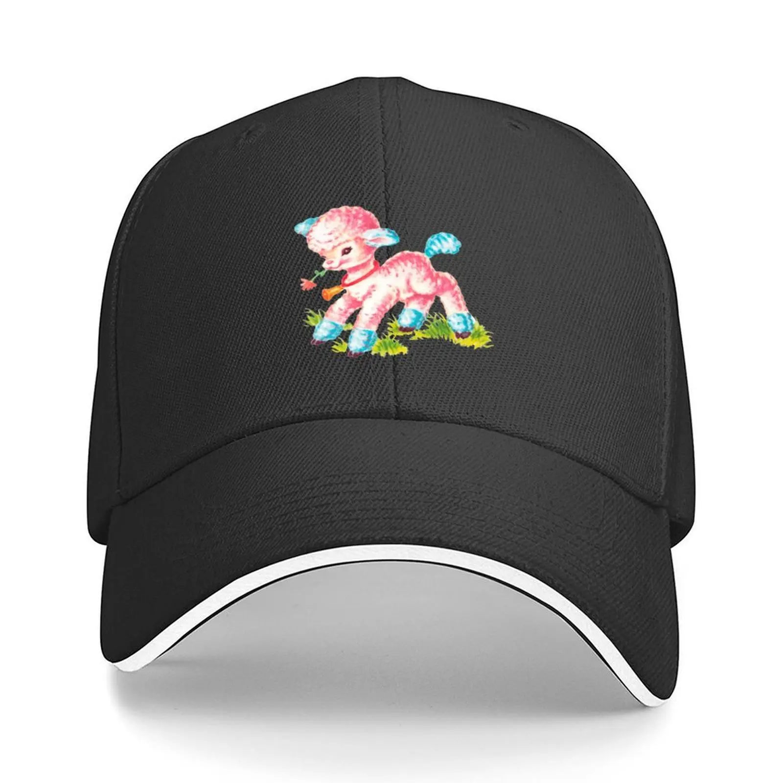 

Vintage Lamb Pink Blue Baseball Cap Hat men tea Hat Visor hats for men Baseball Men Women's