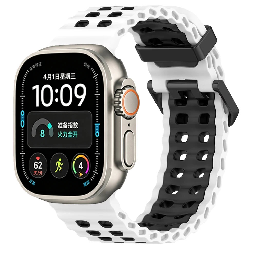 Ocean Silikonarmband für Apple Watch Band Ultra 4/3/2/1 49mm Serie 12 11 10 46mm Komfortables Armband IWatch 9 8 7 6 5 4 SE 45/44mm – Detail 20