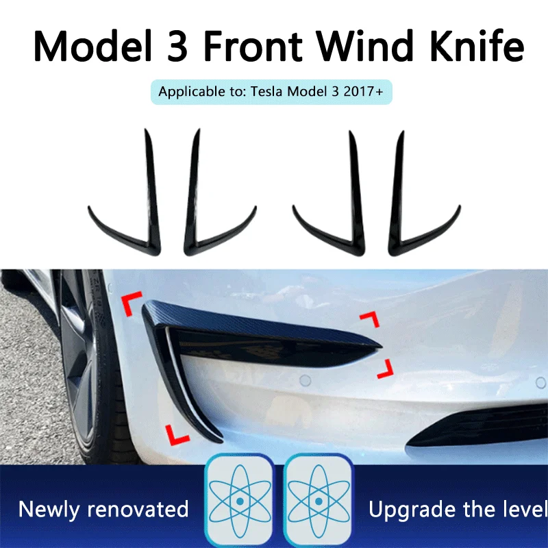 

Suitable for Tesla Model 3 2017+ front bumper wind blade fog light front wind blade car sticker modification parts