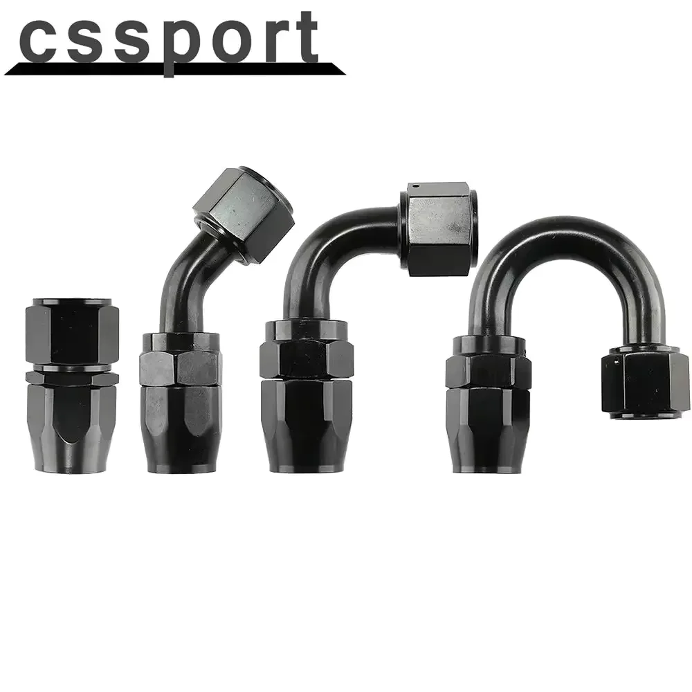 2/4Pcs  AN4/6/810/12 Straight 0°/45°/90°/180° Degree Aluminum Swivel Hose End Fitting Adapter Oil Fuel Line NPT PLUG Black