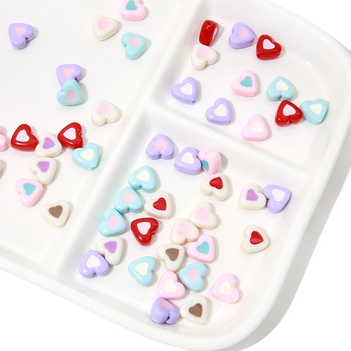 10-20 sztuk akrylowe krople oleju dwukolorowe małe koraliki w kształcie serca, luźne koraliki, ręcznie robione DIY tworzenie biżuterii, bransoletki, kolczyki, akcesoria — zdjęcie 7