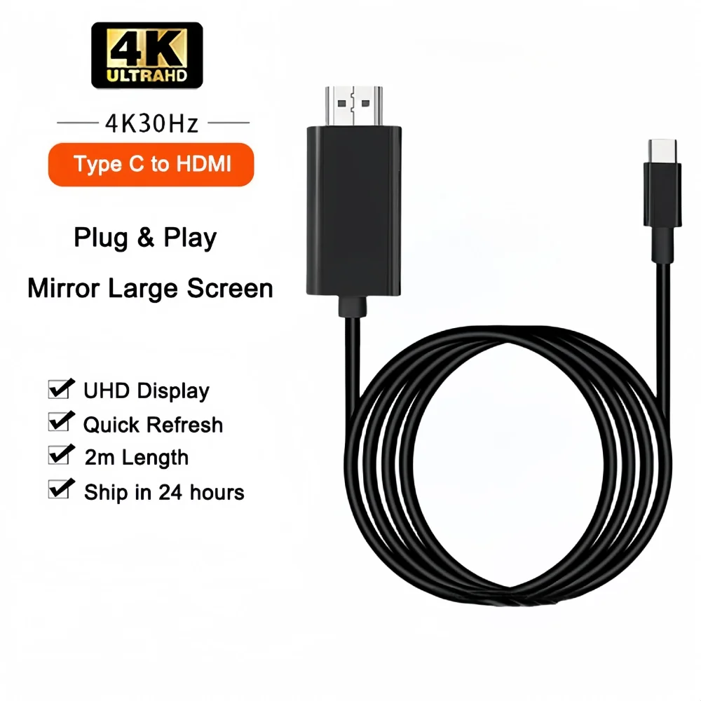 4K 60 Hz Typ C auf HDMI-Adapter Typ C-Kabel HDTV-Konverterkabel für iPhone 16 TV-Konverter MacBook Air iPad Samsung Book Laptop – Detail 2