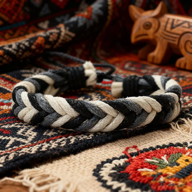 فريدة من نوعها اليدوية المنسوجة سوار للجنسين نمط العرقية قابل للتعديل مضفر التفاف سوار شارة مهرجان عادية زوجين الملحقات