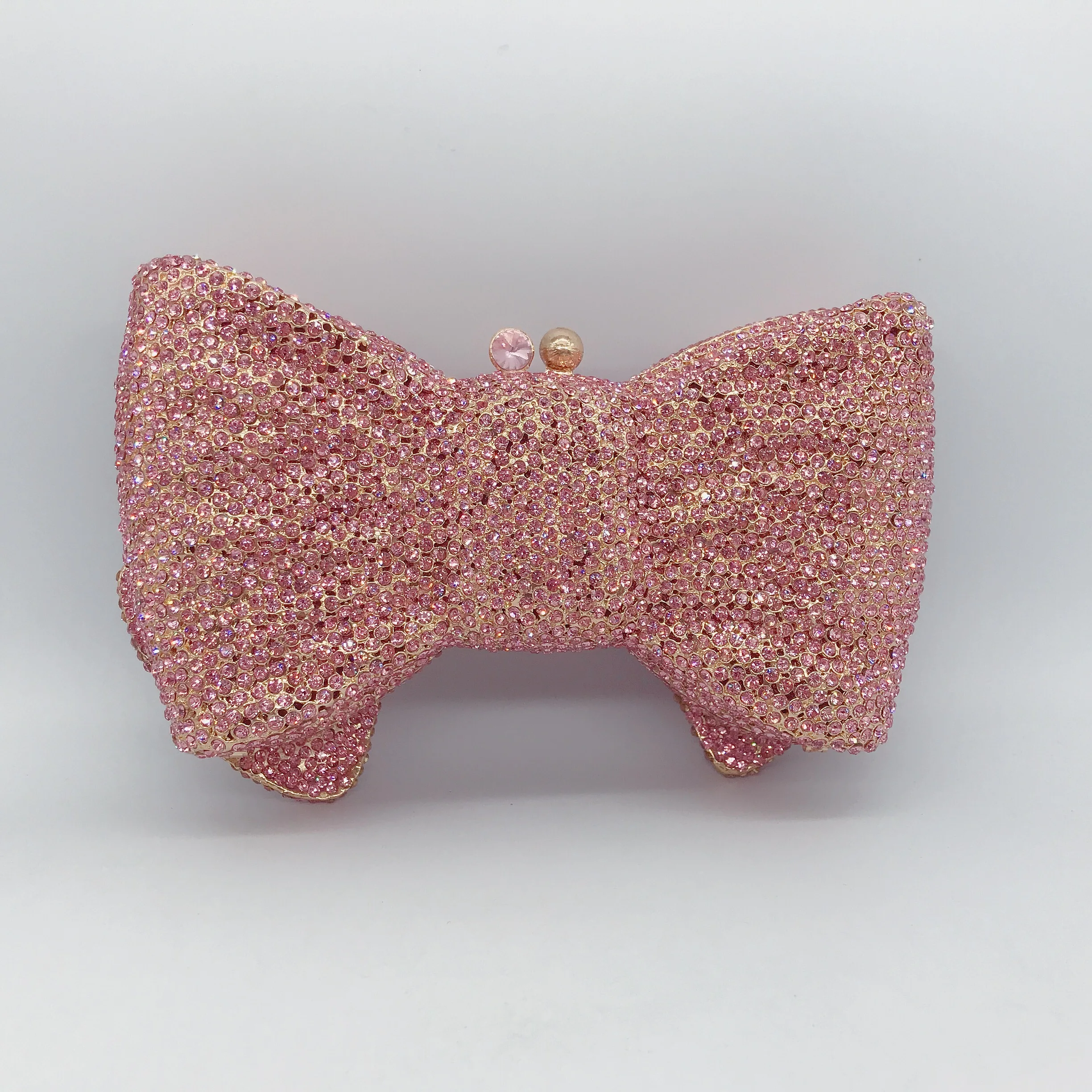 

2024 High End Mother Day Gift Bow Shape Handmade Rhinestone Diamond Handbag One Shoulder Women Evening Bag