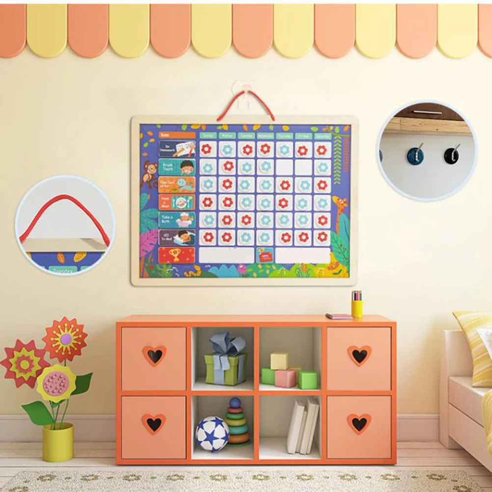 

Magnetic Reward Responsibility Chart Wooden Behavior Tracking Board For s Self-Discipline Development Self-Esteem