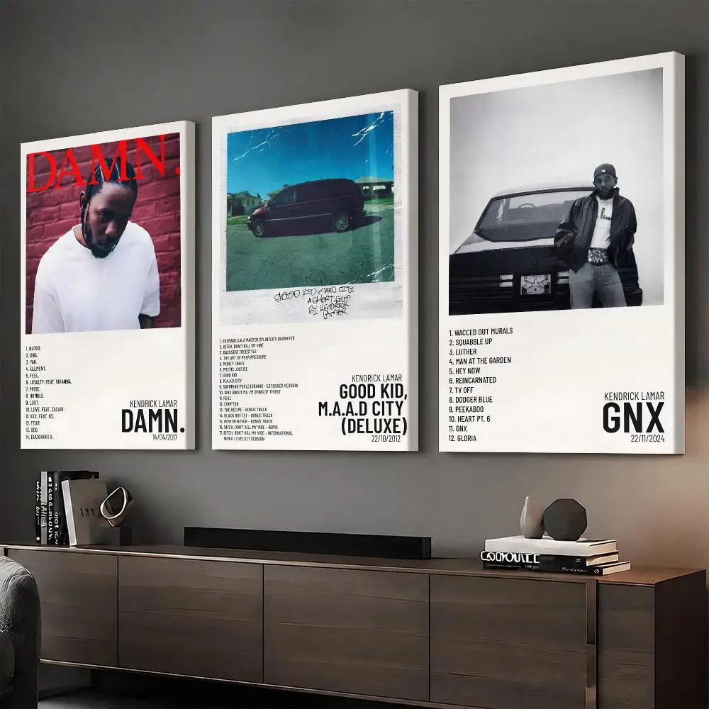 K-Kendrick L-Lamar Music Album Framed Wall Painting Ready To Hang Canvas Wall Art Poster For Bedroom Living Room Home Decor Gift