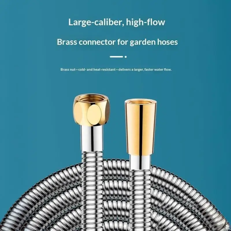 New High-pressure Shower Hose; Delivers High Water Flow; Made Of 304 Stainless Steel With Thickened Hose Walls.