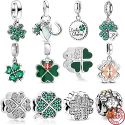 New 925 Sterling Silver Four-leaf Clover Lucky Grass Pendant Bead Diy Fit Original Pendant Charm Bracelet Women Fashion Jewelry