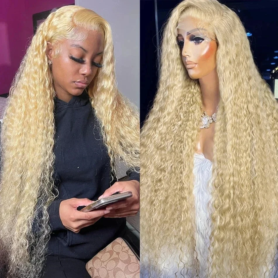 613 deep wave 13x6 hd lace frontal human hair wig blonde 30 inch lace front curly wigs on sale Brazilian blonde 13x4 Lace wig