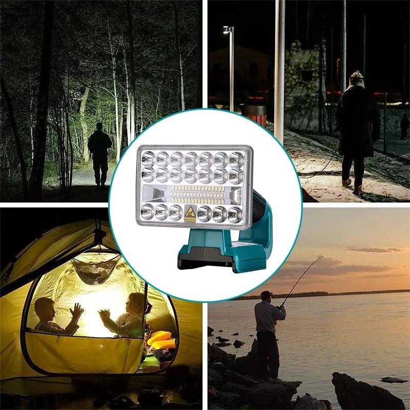 2000LM 5 Inches LED Flashlight Outdoor Camping Spotlight for Makita 14.4V 18V  Li-ion Battery LXT BL1430 BL1830 BL1850 BL1860B