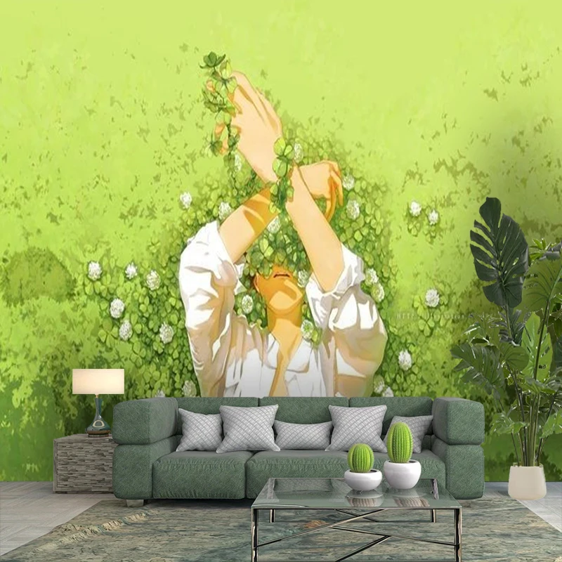 1PC Anime Figure Vine Flower Art Print Backdrop Banner, Bedroom Living Room Photo Background, Polyester, Home Decor, Wall Art
