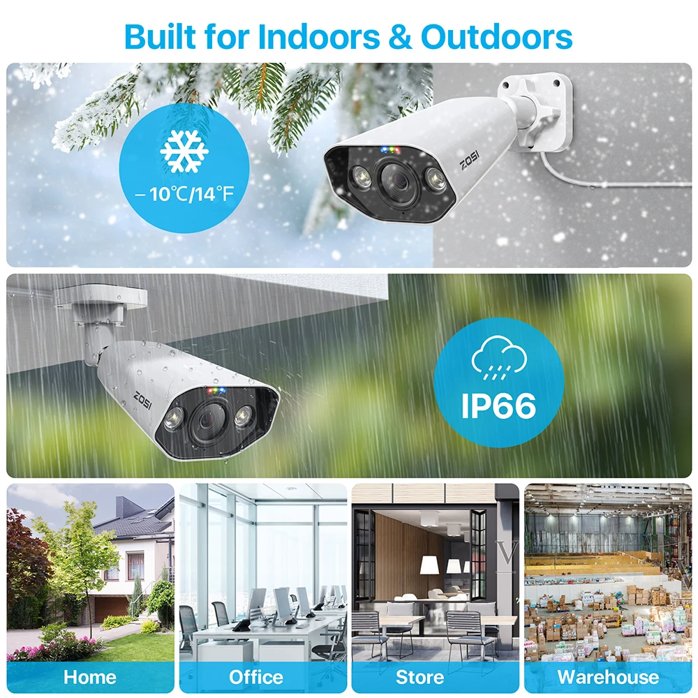 ZOSI 8MP CCTV System 8CH H.265+ 4K Ultra HD PoE NVR Kit Spotlight Siren Outdoor Video Surveillance IP Security Camera Set