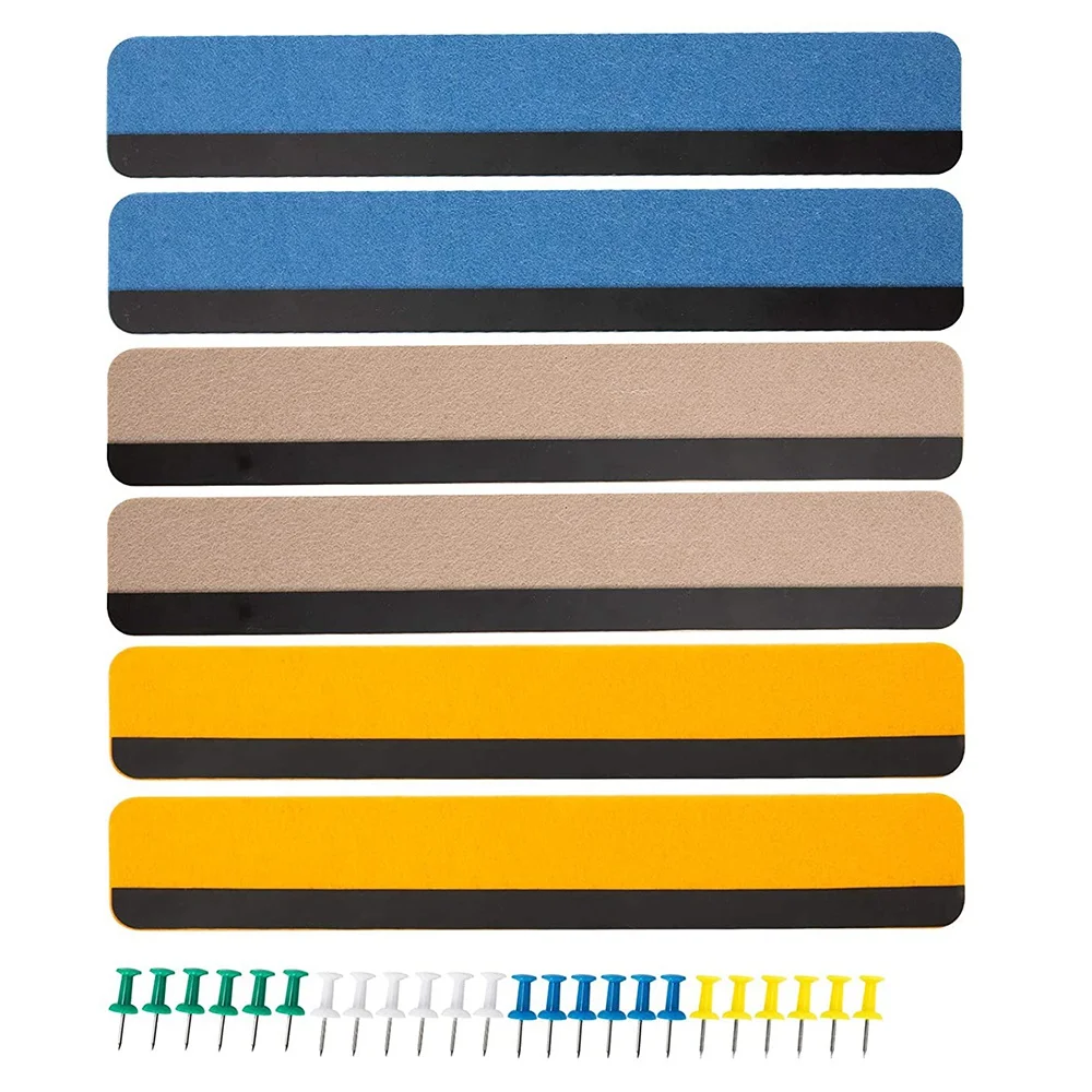 6 Pack Color Combo Bulletin Board Strips Thick Adhesive Backed Magnetic Bulletin Bars for Home Office Memo Cork Board