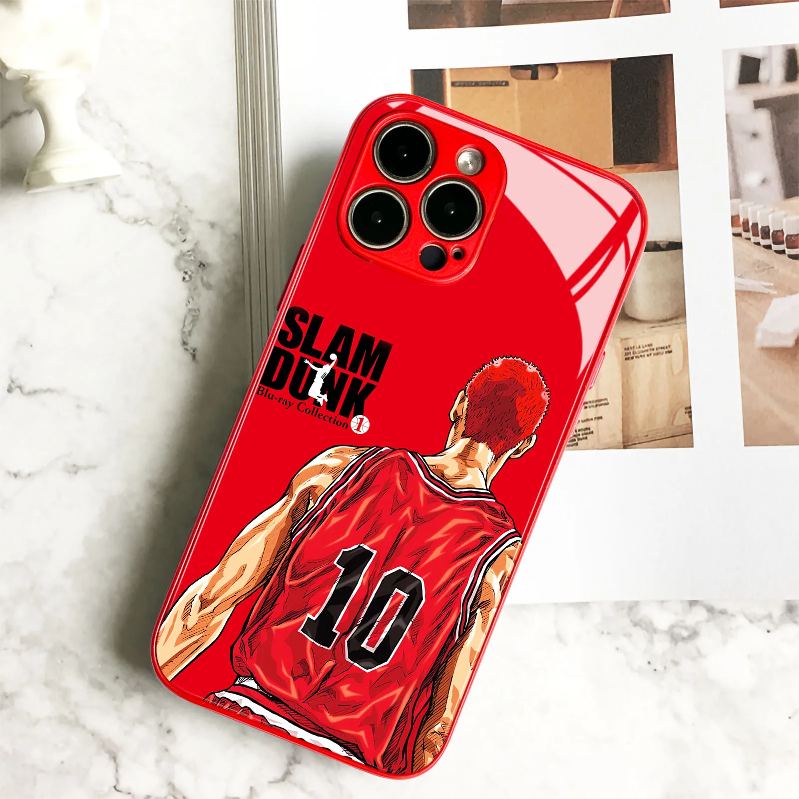 Hanamichi Sakuragi Anime TPU Tempered Glass Red Phone Case For iPhone 15 14 11 Pro Max 7 8 15 Plus 12 13 Mini Xr Xs