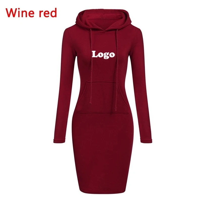 Moda Eleganckie damskie sukienki bandażowe Bodycon Pullovers A-Line Office Pocket Hooded Casual Customize Long Sleeve Mini Dress Slim Dress