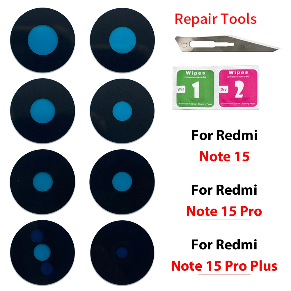 Camera Glass Lens Back Rear Camera Glass Lens with Glue Replacement Repair Spare Parts For Xiaomi Redmi Note 15 Pro Plus 15C 15